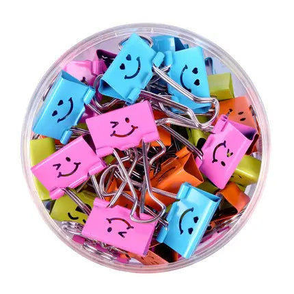 Customized Colored Bulldog Clip Smile Face 25mm Binder Clip