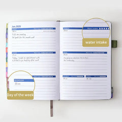 2024 New English Agenda Planner Imitation Leather 18 Months 2024 Planner Efficiency Manual Calendar Notebook