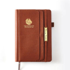 2024 New English Agenda Planner Imitation Leather 18 Months 2024 Planner Efficiency Manual Calendar Notebook