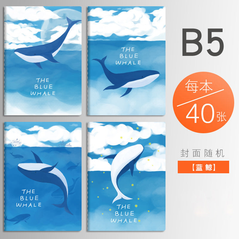 Blue Whale Line Book B5 Eye Protection Thickened Student Stationery Workbook Soft Side Notepad